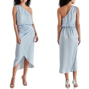 Steve Madden One-Shoulder Pastel Blue Midi Dress